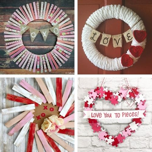 Tissue Paper Flower Valentine's Day Wreath - Easy Valentines Day