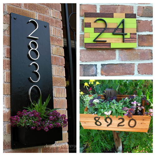 12 DIY House Number Projects- These DIY house number projects are great spring and summer projects to add curb appeal! And they're so easy to make, too! | outdoor décor DIYs, #DIY #houseNumbers #diyProjects #outdoorDIYs #ACultivatedNest