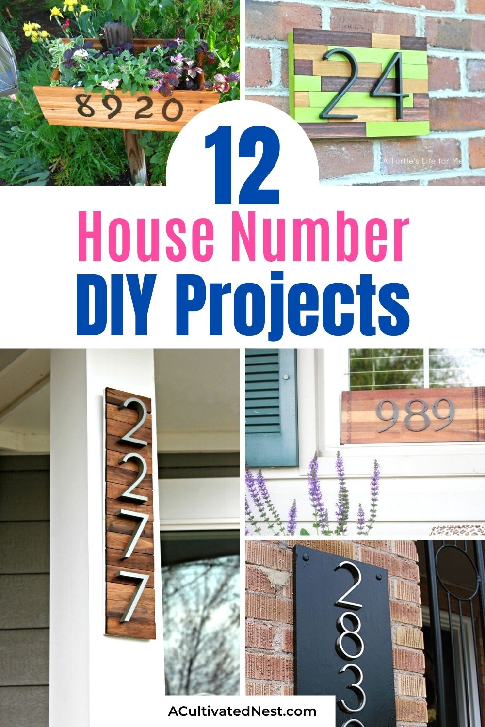 12 DIY House Number Projects- If you want to freshen up the outside of your home, you should try one of these DIY house number projects! They're great spring and summer projects to add curb appeal! | outdoor décor DIYs, #outdoorDecor #diyHouseNumbers #diyProjects #outdoorDIYs #ACultivatedNest