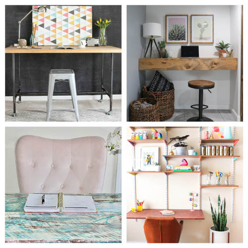 20 Charming DIY Desk Projects- These charming DIY desks are beautiful! They are wonderful for an office, bedroom, or even a large closet! Don't miss out on these designs! | #DIY #desk #homeOffice #diyFurniture #ACultivatedNest