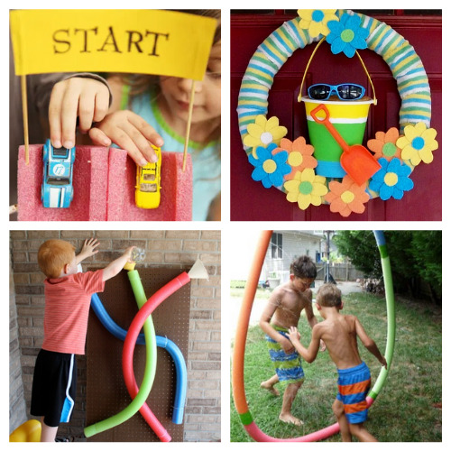 20 Fun Summer Pool Noodle Craft Ideas- This is the perfect time to get busy making these fun summer pool noodle DIYs! They are sure to make you and your kids smile! | repurpose pool noodles, pool noodle crafts, #summerCrafts #kidsCrafts #craftsForKids #poolNoodleDIY #ACultivatedNest