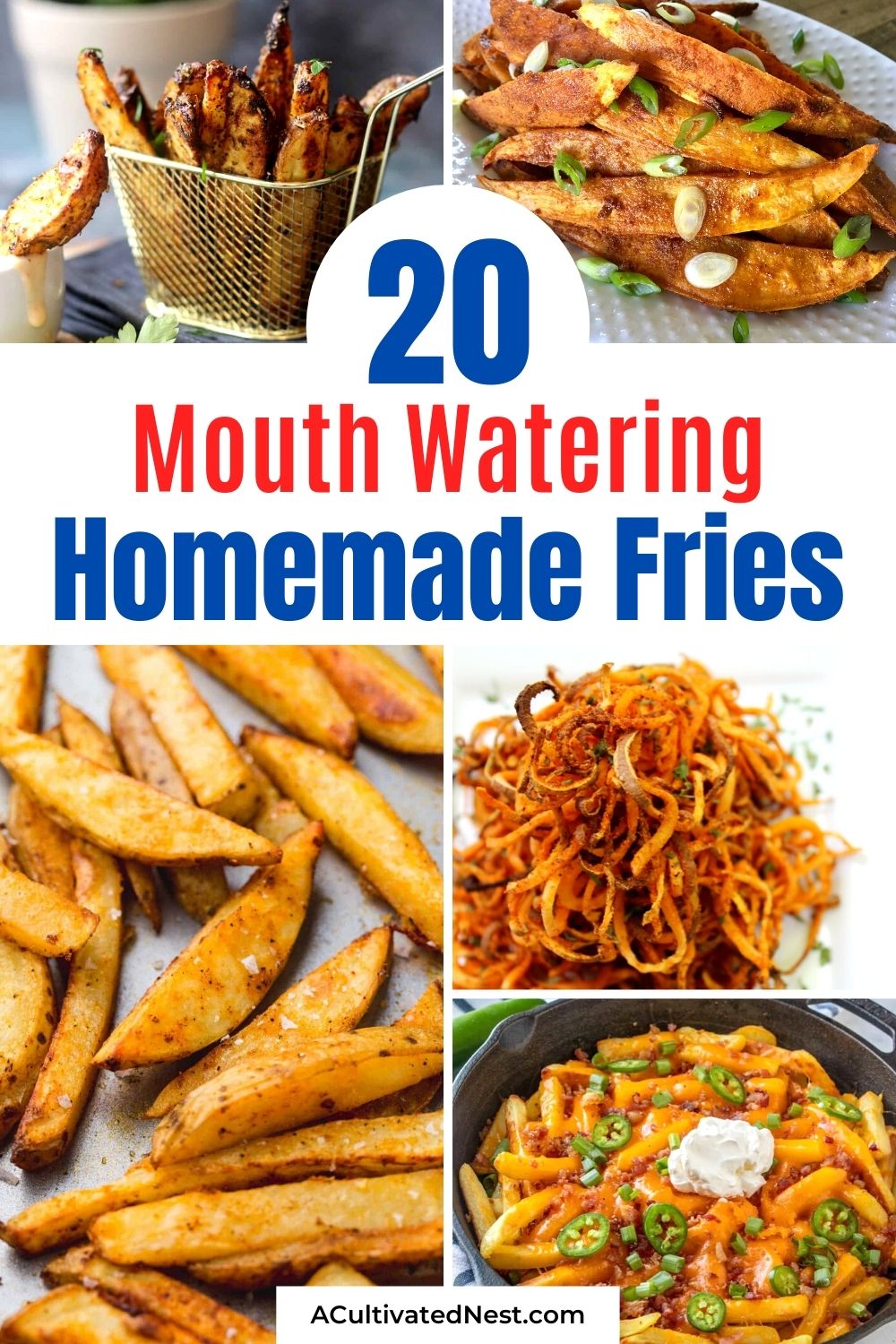 20 Delicious Homemade Fry Recipes- There are so many delicious ways to make French fries at home! For some delicious inspiration, check out these 20 delicious homemade fry recipes! They're the perfect side to any meal! | #recipes #homemadeFries #frenchFries #sidesRecipes #ACultivatedNest