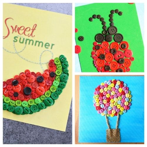 24 Fun Button Crafts for Kids- Easy Crafts for Various Seasons + Holidays!