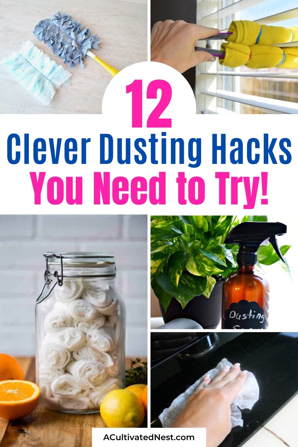 12 Clever Dusting Hacks- Whether you want to reduce your home's dust to reduce allergies or just to keep it clean, these 12 clever dusting hacks and tips will help! You'll love having a space free of dust! | #cleaningHacks #dusting #cleaningTips #cleaning #ACultivatedNest