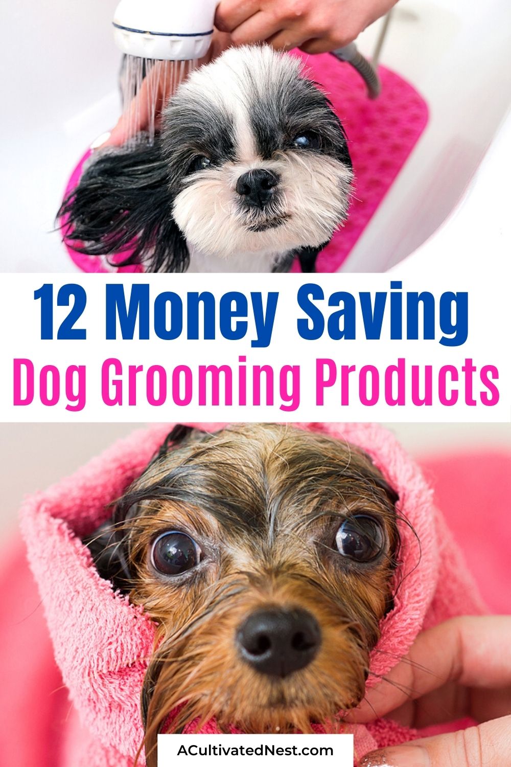 12 DIY Dog Grooming Products- If you want to get your dog clean and smelling great while saving money at the same time, then you need to make some of these DIY dog grooming products! | homemade dog shampoo, homemade dog ear cleaner, homemade dog eye wipes, #dog #dogGrooming #frugalLiving #homemade #ACultivatedNest