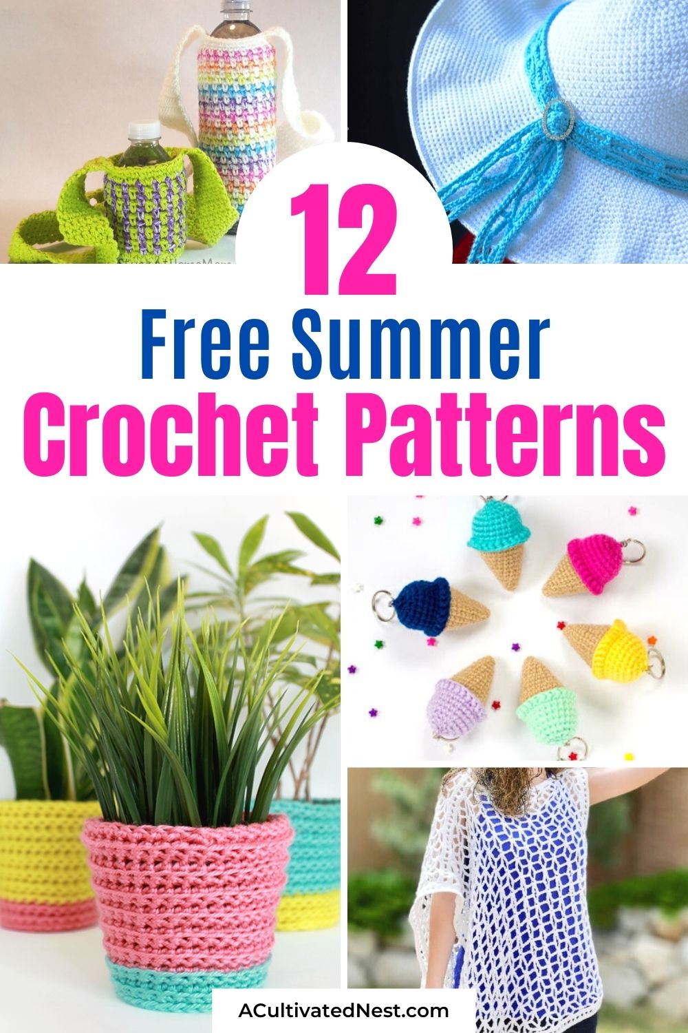 12 Free Summer Crochet Patterns- For a fun way to spend a summer afternoon, check out these free summer crochet patterns! They're perfect for beginners and people who are more experienced at crochet! | easy crochet patterns, crochet patterns for beginners, #crochetPatterns #summerCrochet #summerCrafts #DIY #ACultivatedNest