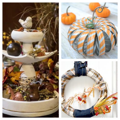 12 Creative Fall Upcycle Projects- These creative fall upcycle projects use up materials you would normally throw away. They're a creative way to add charm to any space! | fall decorating on a budget, repurposing, repurposed DIY décor, recycled décor, #fallDIY #diyProjects #fallDecor #upcycle #ACultivatedNest