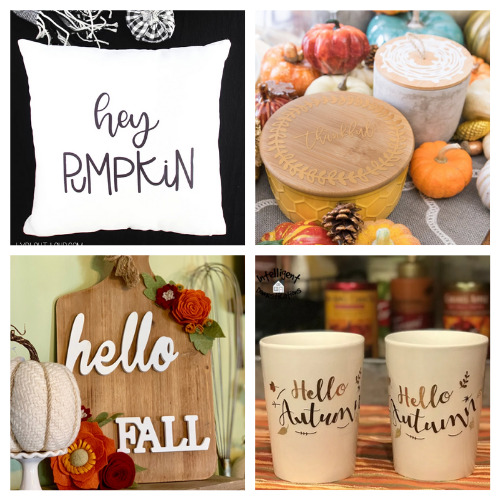 20 Clever Fall Cricut Crafts- Get inspired by these 20 clever fall Cricut crafts! There are so many great cutting machine DIYs that are festive and perfect for autumn! | #Cricut #CricutCrafts #CricutDIYs #diyProjects #ACultivatedNest