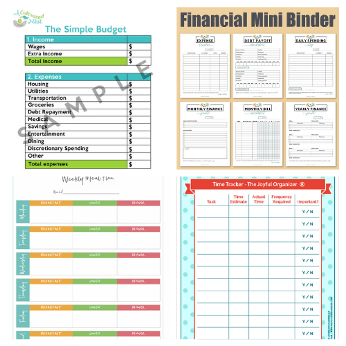 20 Helpful Free Homemaking Printables- These 20 helpful free homemaking printables are just what you need to keep your home and life in order. They're easy to follow and so useful! | budgeting, meal planning, cleaning tips, home binder printable pages, mom binder printables #freePrintables #printable #homemaking #housekeeping #ACultivatedNest