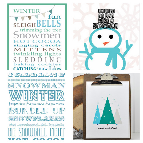 20 Beautiful Free Winter Wall Art Printables- A lovely way to brighten up your home during the dreary winter months is with these free printable winter wall art prints! There are so many pretty printable wall artworks to choose from! | Christmas wall art printables, snow wall art, #freePrintables #wallArt #winterDecor #ChristmasPrintables #ACultivatedNest