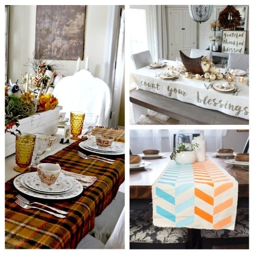 20 Frugal Custom Tablecloth DIYs- Create the perfect tablescape on a budget with these frugal custom tablecloth DIYs! There are ideas for different holidays and seasons! | #sewing #diyProject #tablecloth #DIY #ACultivatedNest