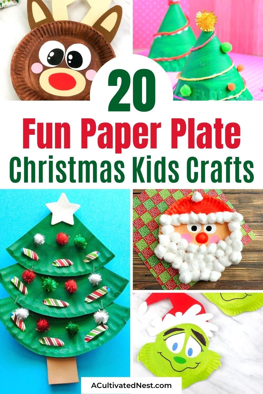 20 Fun Christmas Paper Plate Kids Crafts- If your kids can't wait for Christmas, a festive way for them to spend the time until the big day is with these Christmas paper plate kids crafts! | #ChristmasCrafts #ChristmasKidsCrafts #paperPlateCrafts #Christmas #ACultivatedNest