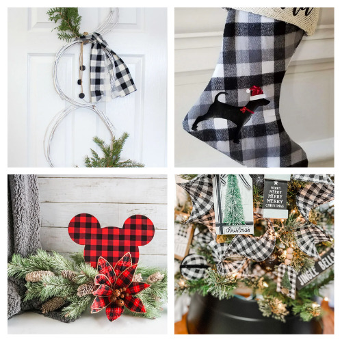 20 Gorgeous DIY Buffalo Check Christmas Decorations- For a festive farmhouse style way to decorate your home for Christmas, check out these gorgeous DIY buffalo check Christmas decorations! | buffalo plaid Christmas DIYs, #ChristmasDIY #ChristmasDecorations #buffaloCheck #ChristmasDecor #ACultivatedNest