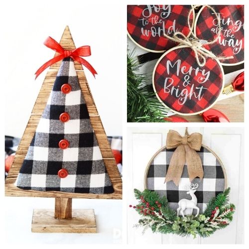 20 Gorgeous DIY Buffalo Check Christmas Decorations- For a festive farmhouse style way to decorate your home for Christmas, check out these gorgeous DIY buffalo check Christmas decorations! | buffalo plaid Christmas DIYs, #ChristmasDIY #ChristmasDecorations #buffaloCheck #ChristmasDecor #ACultivatedNest