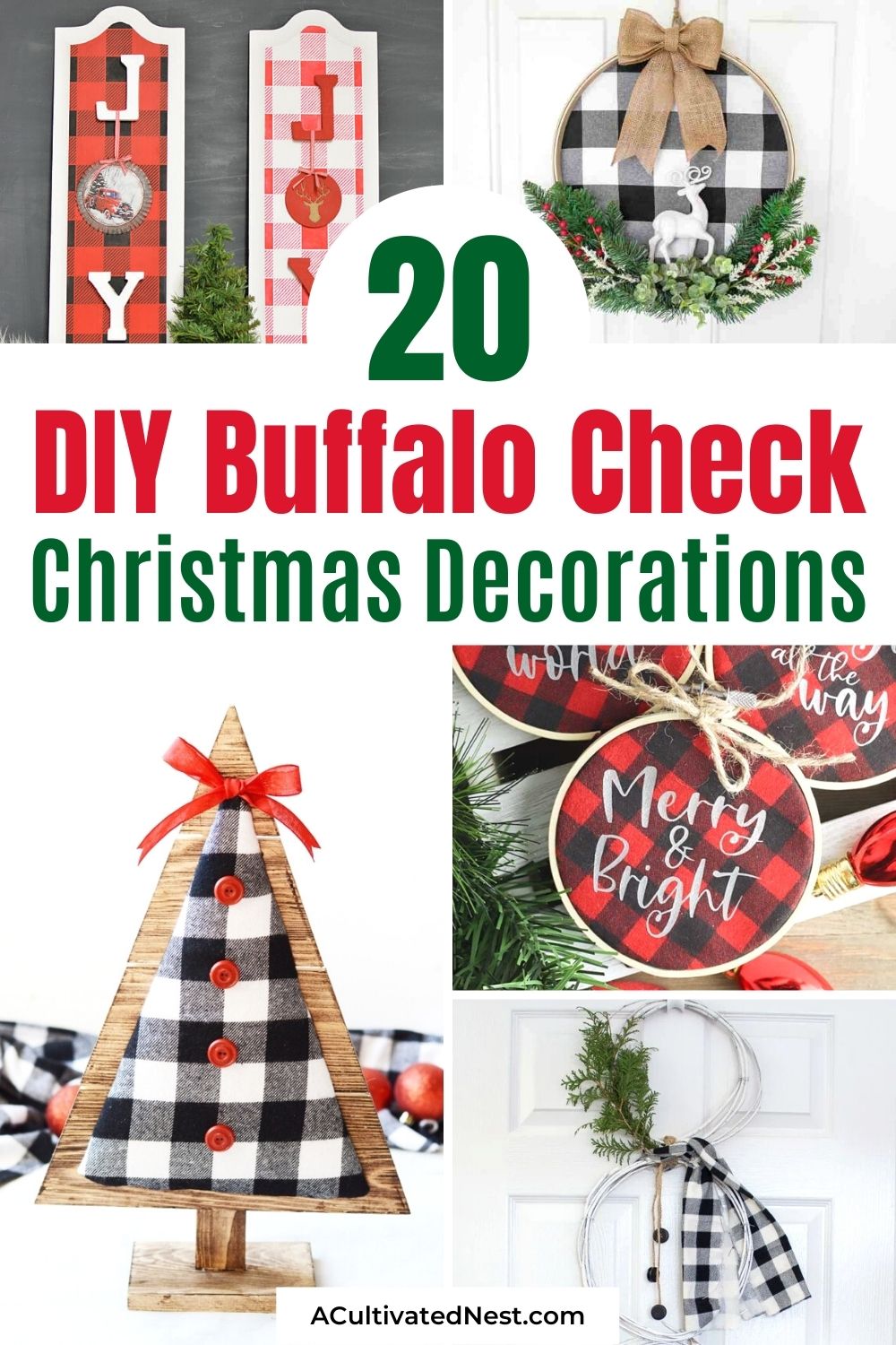 20 Gorgeous DIY Buffalo Check Christmas Decorations- If you like farmhouse style décor, incorporate it into your home this Christmas with these gorgeous DIY buffalo check Christmas decorations! | buffalo plaid Christmas DIYs, #ChristmasDIY #ChristmasDecorations #buffaloCheckDecor #buffaloPlaidDecor #ACultivatedNest