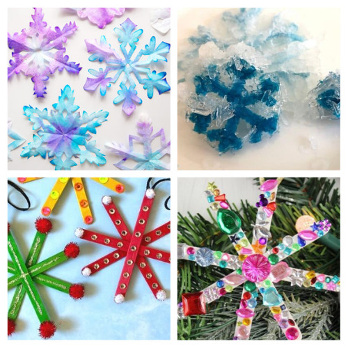 20 Simple Snowflake Crafts for Kids- A fun and frugal way to keep your kids busy in the winter is with these simple snowflake kid crafts! There are so many fun ones to try! | paper snowflake crafts, #kidsCrafts #craftsForKids #kidsActivities #snowflakes #ACultivatedNest