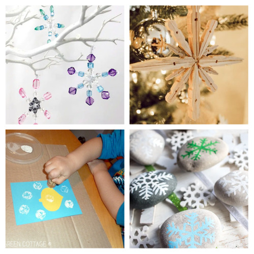 20 Simple Snowflake Kids Activities- A fun and frugal way to keep your kids busy in the winter is with these simple snowflake kid crafts! There are so many fun ones to try! | paper snowflake crafts, #kidsCrafts #craftsForKids #kidsActivities #snowflakes #ACultivatedNest