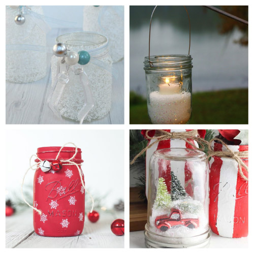 20 Gorgeous Winter Mason Jar DIYs- For a lovely and inexpensive way to update your home's décor this winter, check out these gorgeous winter Mason jar crafts! | Christmas Mason jar crafts, #masonJarCrafts #winterDIY #winterDecor #winterCrafts #ACultivatedNest