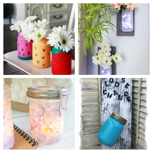 24 Fun Spring Mason Jar Crafts- Get your home looking fresh and cute for spring on a budget with these fun spring Mason jar crafts! There are so many easy spring Mason jar DIYs you can try! | #springCrafts #springDIYs #masonJars #masonjarCrafts #ACultivatedNest