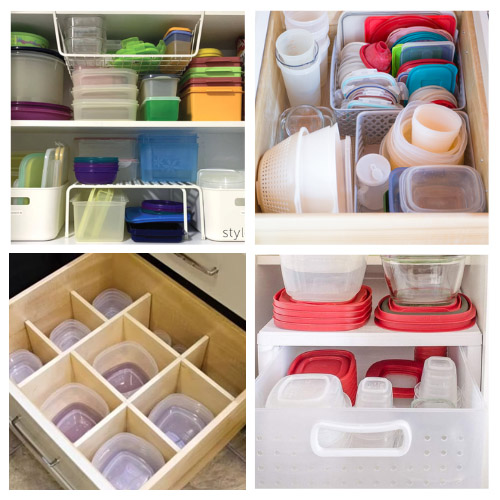 16 Food Storage Container Organization Ideas- Tired of having to sift through a mess of plastic lids and containers? These food storage container organizing tips will get you organized fast! | Tupperware organizing, plastic container organizing, #organizingTips #organization #kitchenOrganization #organize #ACultivatedNest