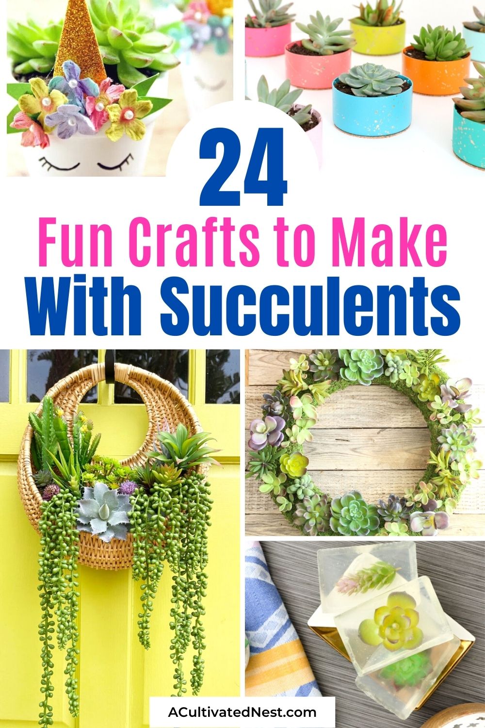 24 Fun Succulent Crafts- If you want to add some natural touches to your space, then you need to try these fun succulent crafts! They're easy to make! | #succulents #crafts #diyProjects #diy #ACultivatedNest