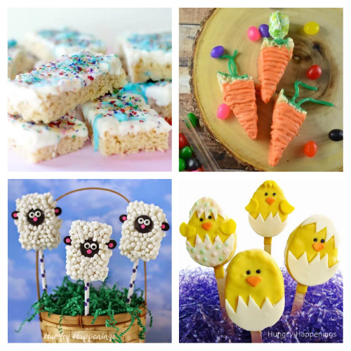 20 Tasty Homemade Easter Rice Krispie Treats- This Easter, serve some fun, colorful, and delicious homemade Easter Rice Krispie Treats! There are so many fun recipes to try! | #Easter #dessertRecipes #EasterRecipes #riceKrispieTreats #ACultivatedNest