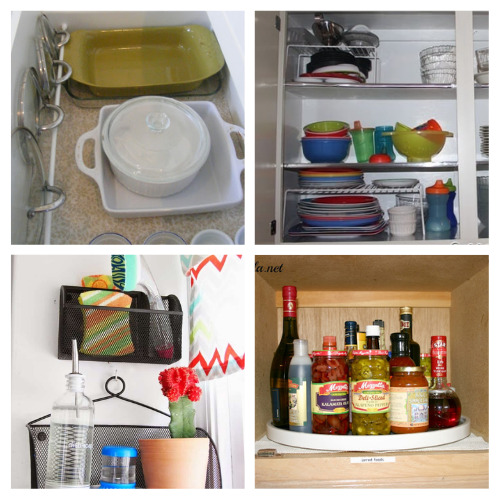 20 Genius Kitchen Cabinet Storage Solutions- Take a peek at these genius kitchen cabinet organization ideas to spruce up your kitchen and get your cooking space looking tidy! | #kitchenOrganization #organizingTips #homeOrganization #storageSolutions #ACultivatedNest