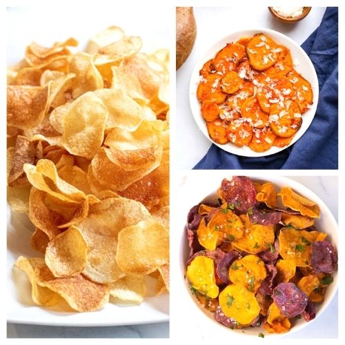 28 Delicious Homemade Potato Chip Recipes- Did you know that it's really easy to make your own homemade potato chips? Here are 28 delicious recipes for you to try! | #potatoChips #recipe #homemadePotatoChips #snackRecipes #ACultivatedNest