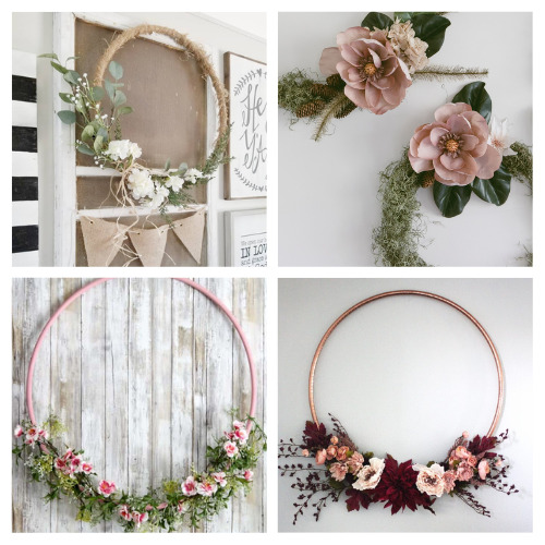 24 Gorgeous DIY Hula Hoop Wreaths- For an easy and budget-friendly way to update your home's décor, consider making one of these gorgeous DIY hula hoop wreaths! | #diyWreaths #diyProjects #DIY #hulaHoopWreaths #ACultivatedNest