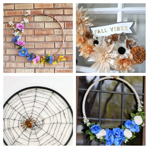 24 Gorgeous Hula Hoop Wreath DIY Projects- For an easy and budget-friendly way to update your home's décor, consider making one of these gorgeous DIY hula hoop wreaths! | #diyWreaths #diyProjects #DIY #hulaHoopWreaths #ACultivatedNest