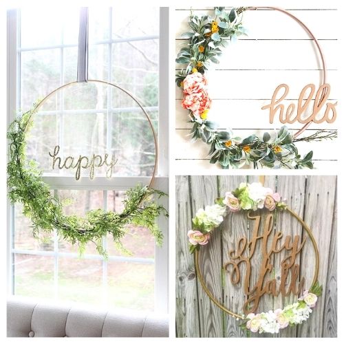 24 Gorgeous DIY Hula Hoop Wreaths- For an easy and budget-friendly way to update your home's décor, consider making one of these gorgeous DIY hula hoop wreaths! | #diyWreaths #diyProjects #DIY #hulaHoopWreaths #ACultivatedNest