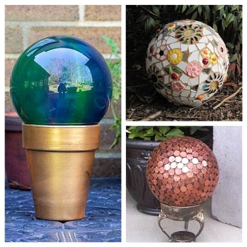 10 Beautiful DIY Garden Globes- Add a beautiful decorative touch to your garden or yard by making your own lovely DIY garden globes! They're so fun and easy to make! | #diy #gardenDIY #gardenGlobes #gazingGlobes #ACultivatedNest