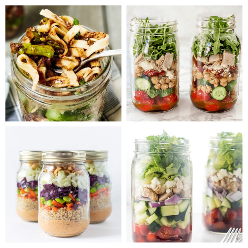 40 Delicious Mason Jar Salad Recipes- For a delicious and healthy lunch to take on the go, check out these delicious Mason jar salad recipes! | #saladRecipes #masonJars #masonJarRecipes #salad #ACulitvatedNest