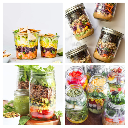 40 Delicious Salad in a Jar Recipes- For a delicious and healthy lunch to take on the go, check out these delicious Mason jar salad recipes! | #saladRecipes #masonJars #masonJarRecipes #salad #ACulitvatedNest