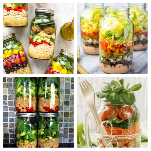 40 Delicious Mason Jar Salad Recipes- For a delicious and healthy lunch to take on the go, check out these delicious Mason jar salad recipes! | #saladRecipes #masonJars #masonJarRecipes #salad #ACulitvatedNest