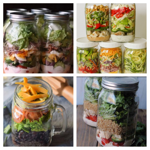 40 Delicious Salad Jar Recipes- For a delicious and healthy lunch to take on the go, check out these delicious Mason jar salad recipes! | #saladRecipes #masonJars #masonJarRecipes #salad #ACulitvatedNest
