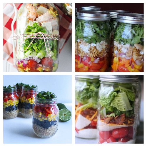 40 Delicious Salad Jar Recipes- For a delicious and healthy lunch to take on the go, check out these delicious Mason jar salad recipes! | #saladRecipes #masonJars #masonJarRecipes #salad #ACulitvatedNest