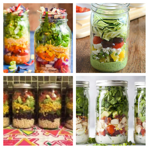 40 Delicious Salad Jar Recipes- For a delicious and healthy lunch to take on the go, check out these delicious Mason jar salad recipes! | #saladRecipes #masonJars #masonJarRecipes #salad #ACulitvatedNest