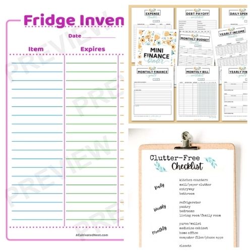 24 Handy Organization Free Printables- Get your family's home and life organized easily on a budget with these handy free organization printables! These are perfect for your home binder or mom binder! | #freePrintables #printables #organization #organizingTips #ACultivatedNest