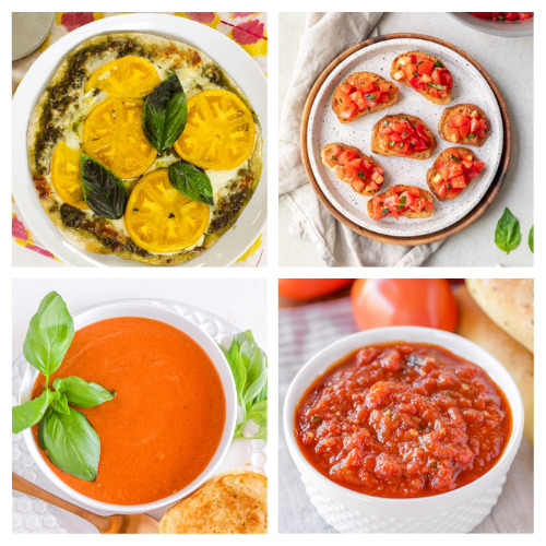 20 Delicious Ways to Use Homegrown Tomatoes- Check out these delicious ways to use homegrown tomatoes! Get the most out of your garden with these recipes for your produce! | #recipes #tomatoes #tomatoRecipes #vegetarianRecipes #ACultivatedNest