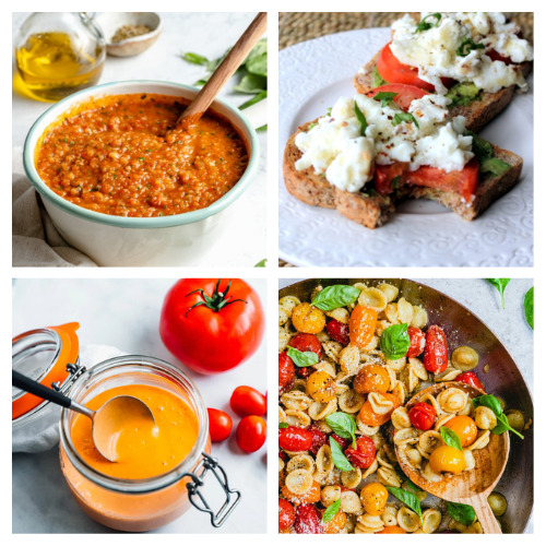 20 Delicious Ways to Use Tomatoes- Check out these delicious ways to use homegrown tomatoes! Get the most out of your garden with these recipes for your produce! | #recipes #tomatoes #tomatoRecipes #vegetarianRecipes #ACultivatedNest