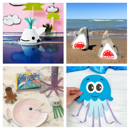 32 Fun Ocean Crafts for Kids- Do your kids love the sea or beach? Then they'll love making these fun ocean crafts for kids! There are so many fun animals they can make! | ocean animal crafts, #kidsCrafts #kidsActivities #craftsForKids #oceanCrafts #ACultivatedNest