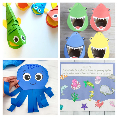 32 Fun Ocean Crafts for Kids- Do your kids love the sea or beach? Then they'll love making these fun ocean crafts for kids! There are so many fun animals they can make! | ocean animal crafts, #kidsCrafts #kidsActivities #craftsForKids #oceanCrafts #ACultivatedNest
