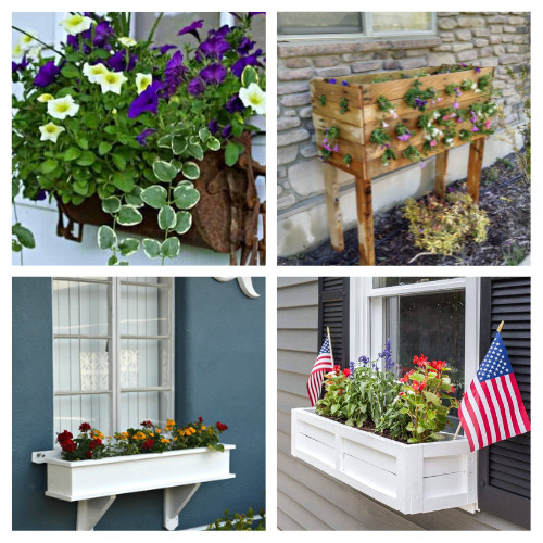 20 Cute DIY Window Box Planters- Spruce up your house with these cute DIY window box planters! Fill them with live or fake flowers to add color and flair to your home! | #diy #diyProjects #windowBox #flowers #ACultivatedNest