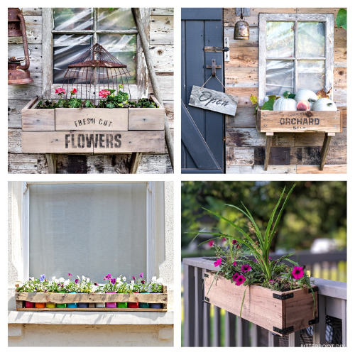 20 Cute DIY Window Box Planters- Spruce up your house with these cute DIY window box planters! Fill them with live or fake flowers to add color and flair to your home! | #diy #diyProjects #windowBox #flowers #ACultivatedNest