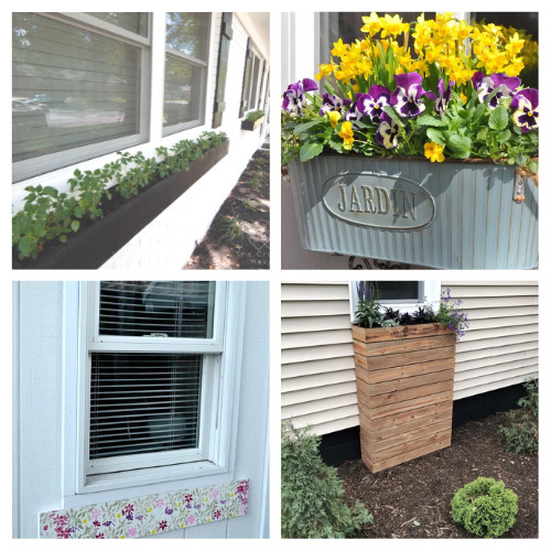 20 Cute Window Box Planter DIYs- Spruce up your house with these cute DIY window box planters! Fill them with live or fake flowers to add color and flair to your home! | #diy #diyProjects #windowBox #flowers #ACultivatedNest