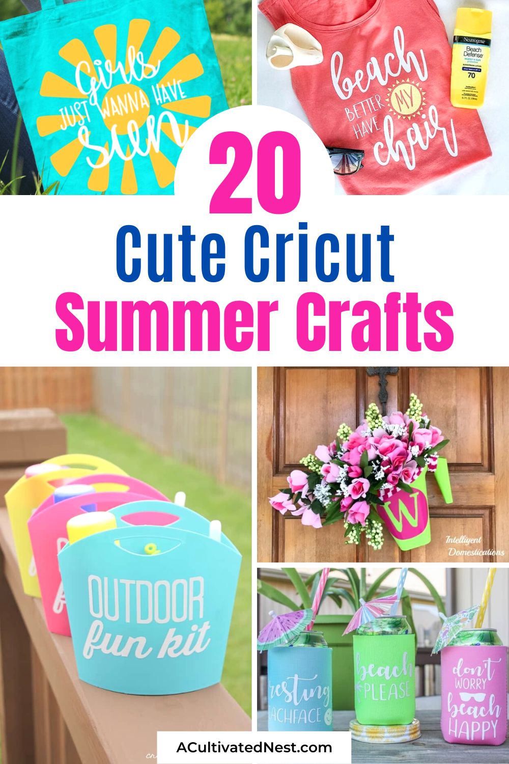 20 Cute Cricut Summer Crafts- If you want some easy, inexpensive, and fun crafts to do this summer, you need to make some of these cute Cricut summer crafts! | cutting machine projects for summer, #summerDIY #CricutDIY #diyProjects #Cricut #ACultivatedNest