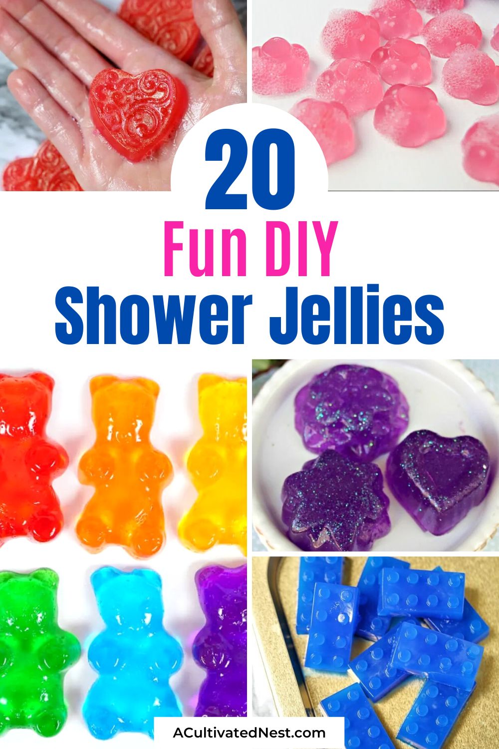 20 Fun DIY Shower Jellies- If you need a homemade gift, fun at-home project with the kids, or need to fill up your bathroom pantry, then you should check out these fun DIY shower jellies! | DIY jelly soaps, #crafts #homemadeGifts #showerJellies #diyBeauty #ACultivatedNest