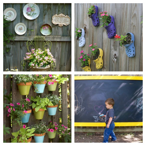 24 Gorgeous Backyard Fence Décor Ideas- If you'd like some fun and frugal ways to update your fence, check out these gorgeous DIY backyard fence décor ideas! | #backyardDecor #backyardDIY #DIY #fenceDecor #ACultivatedNest