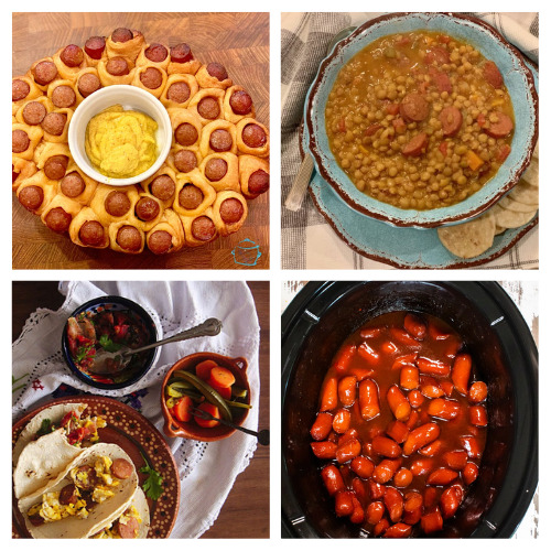 24 Tasty Recipes Using Leftover Hot Dogs- Don't know what to do with the hot dogs left over from your cookout? Here are many tasty recipes using leftover hot dogs! | #recipe #hotDogs #recipeIdeas #dinnerRecipes #ACultivatedNest